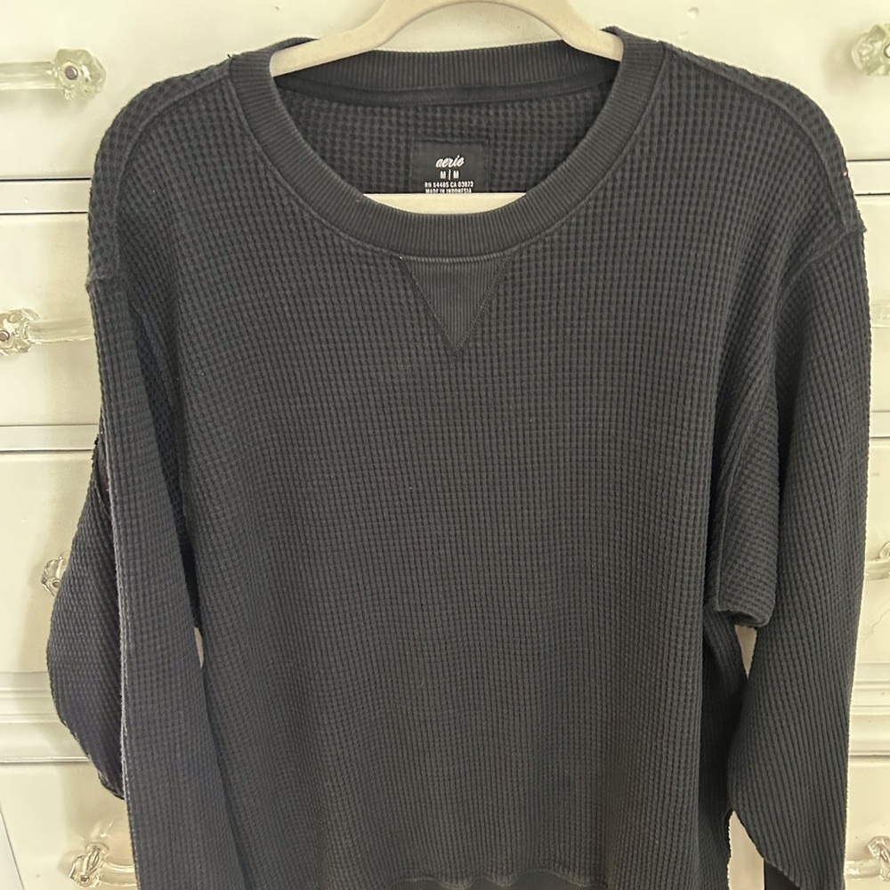 Aerie Black Waffle top.  Size Medium